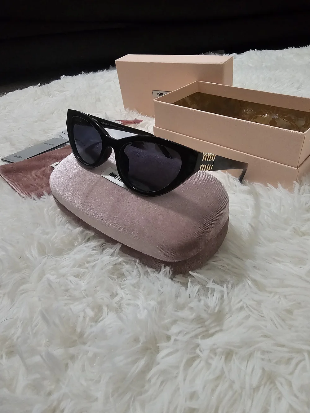 Black Cat-Eye Sunglasses with Gold Accent - Women Accessories